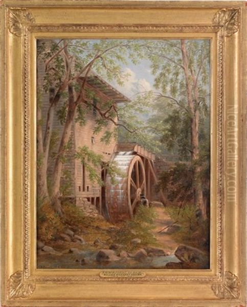 The Old Mill Wheel At Britton's Mill, Staten Island Oil Painting by William Rickarby Miller