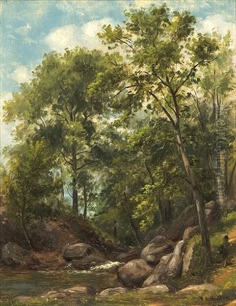 A Westchester Brook Oil Painting by William Rickarby Miller