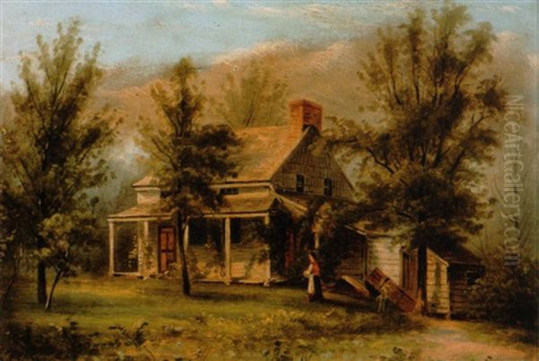 Poe's Cottage, Fordham Oil Painting by William Rickarby Miller