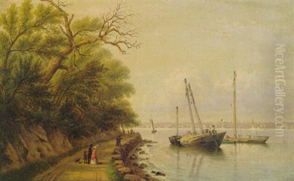 View Of New York Harbour From Castle Point Oil Painting by William Rickarby Miller