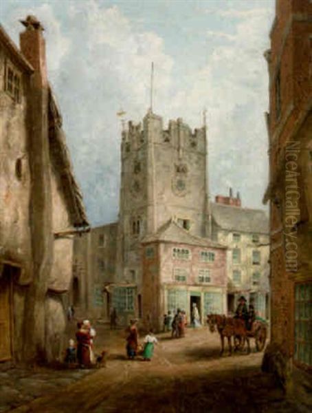 An English Village Oil Painting by William Rickarby Miller