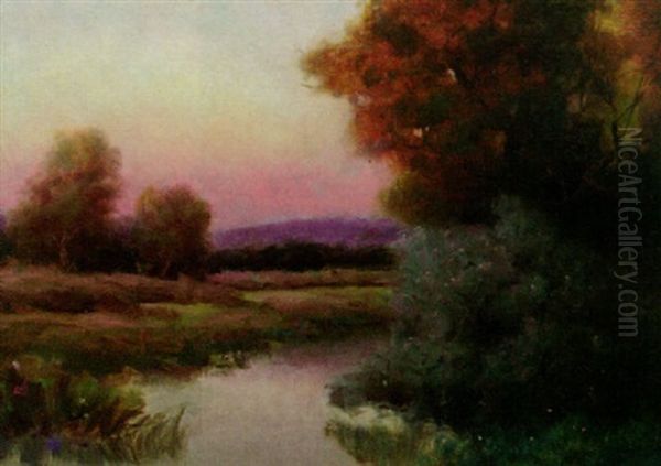 Lush Foliage Near The Stream Oil Painting by Royal Hill Milleson