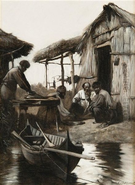 Fishermen Gathering Oil Painting by Francis Davis Millet