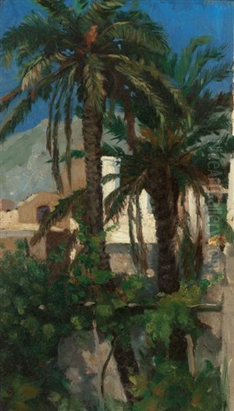 Palms, Capri Oil Painting by Francis Davis Millet