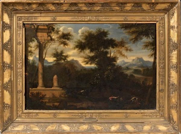 Temple En Ruine Dans Un Paysage Oil Painting by Francisque Millet