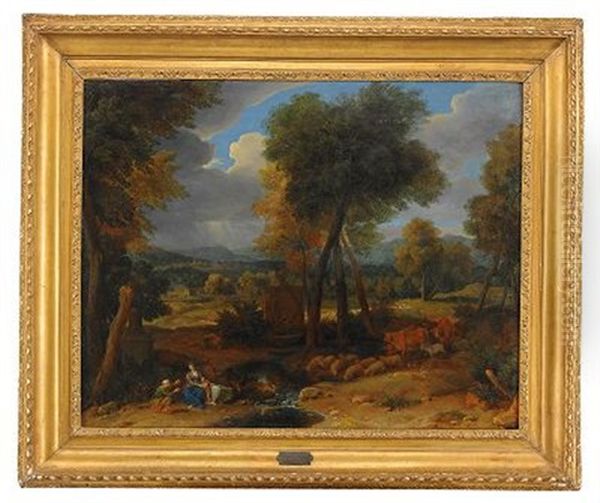 Vilan Under Flykten Till Egypten Oil Painting by Francisque Millet