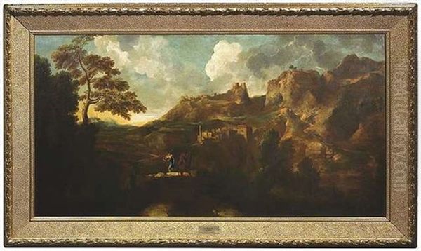 Heroische Gebirgslandschaft Mit Zwei Hirten Oil Painting by Francisque Millet