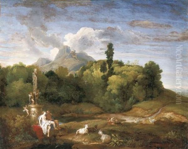 An Extensive Landscape With Acis And Galatea Oil Painting by Francisque Millet