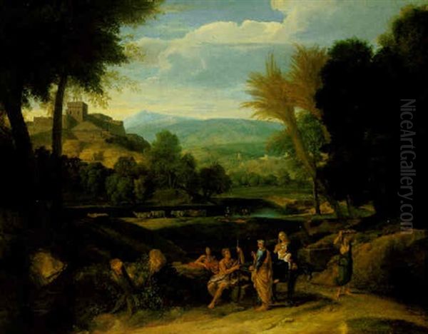 Classical Landscape With The Flight Into Egypt Oil Painting by Francisque Millet