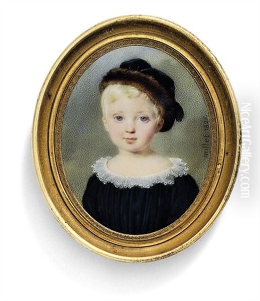 A Young Boy, In Black Dress Oil Painting by Frederic Millet