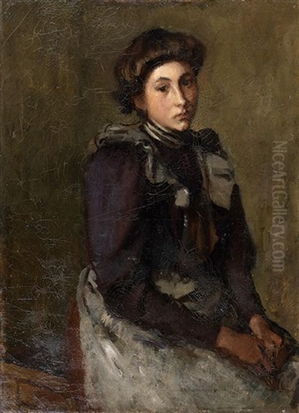 Portrait De Jeune Fille Assise Oil Painting by Geraldine Millet