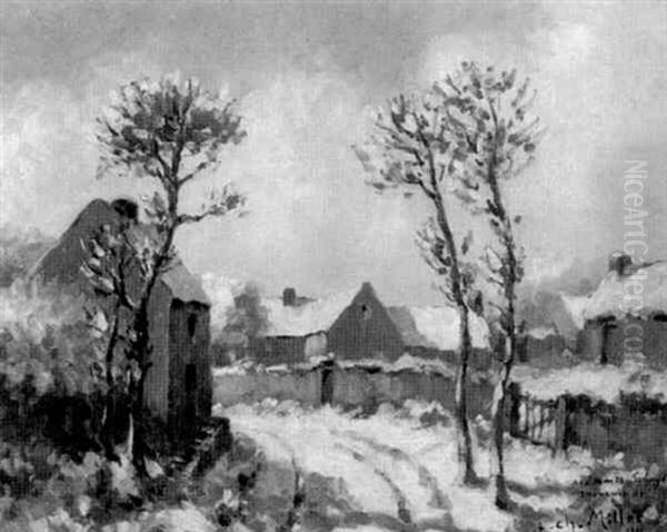 Franzosisches Dorf Im Winter Oil Painting by Jean-Charles Millet