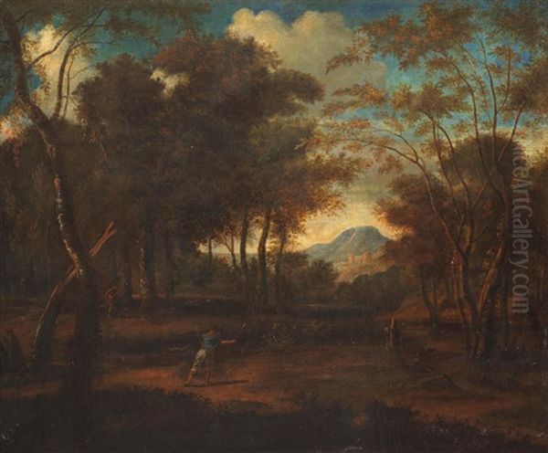 A Wooded Landscape With Diana Hunting Oil Painting by Jean-Francois Millet