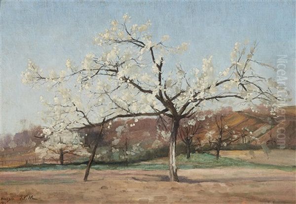 A Flowering Apple Tree Oil Painting by Jean-Francois Millet