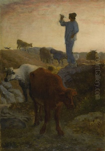 Calling Home The Cattle Oil Painting by Jean-Francois Millet