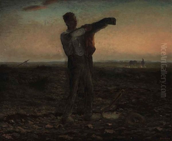 La Fin De La Journee, Effect Du Soir Oil Painting by Jean-Francois Millet