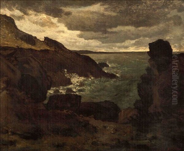 The Sea By The Cliffs At Greville Oil Painting by Jean-Francois Millet