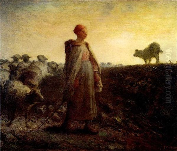 Le Retour De La Bergere Oil Painting by Jean-Francois Millet