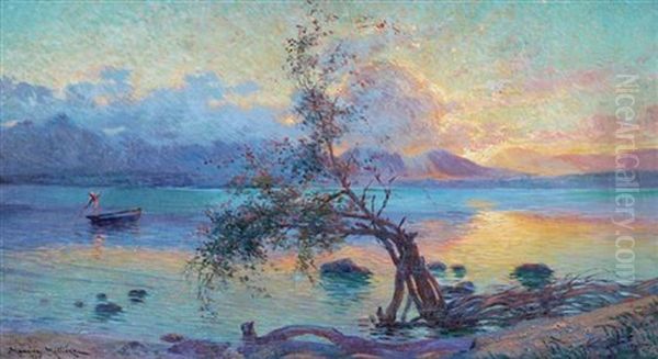 Coucher Sur Soleil De La Guadeloupe Oil Painting by Maurice Milliere