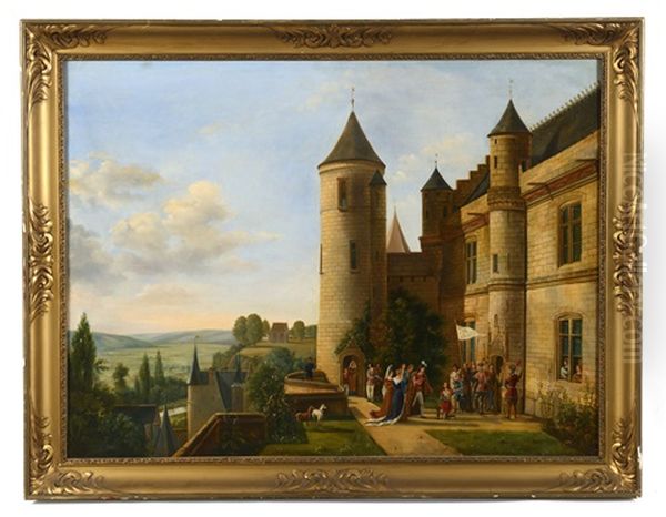 L'arrivee De Jeanne D'arc A Loches Oil Painting by Alexandre Louis Robert Millin Du Perreux