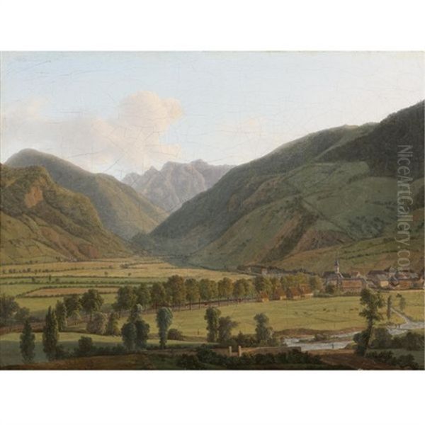 View Of Bagneres-de-luchon Oil Painting by Alexandre Louis Robert Millin Du Perreux