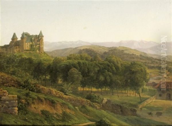 Le Chateau D'henri Iv A Pau Oil Painting by Alexandre Louis Robert Millin Du Perreux