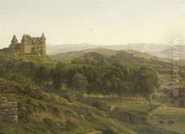 Chateau D'henry Iv A Pau Oil Painting by Alexandre Louis Robert Millin Du Perreux