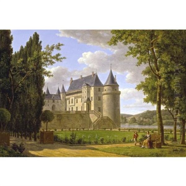 View Of The Chateau De La Guerche Oil Painting by Alexandre Louis Robert Millin Du Perreux