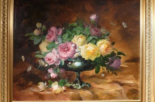 Coupe De Fleurs Oil Painting by Gabrielle Millioud-Melay