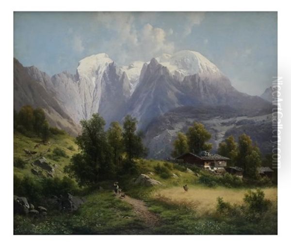 Mountain Landscape Oil Painting by Karl Millner