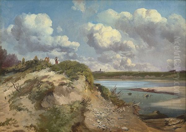 Isarauen Bei Oberfohring Mit Blick Auf St. Lorenz Oil Painting by Karl Millner