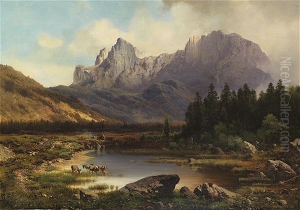 In Den Dolomiten Oil Painting by Karl Millner