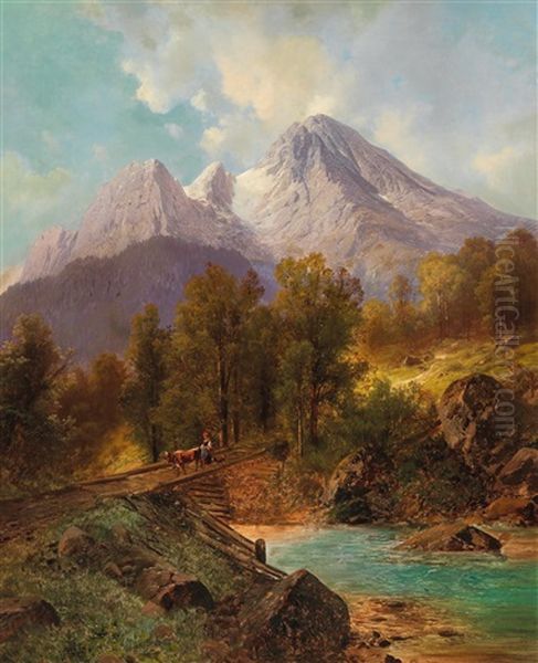 The Watzmann Near Berchtesgaden Oil Painting by Karl Millner