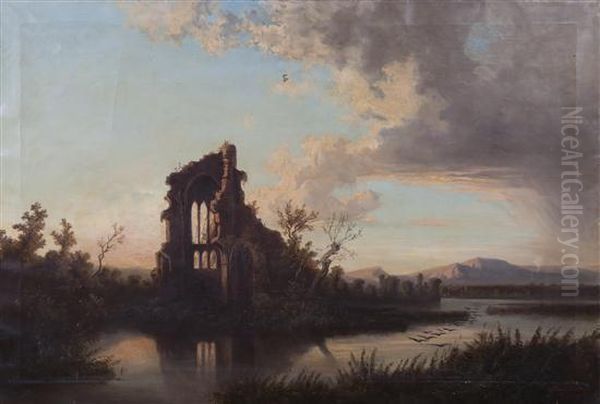 Ruins At Dusk Oil Painting by Wilhelm Beurlin