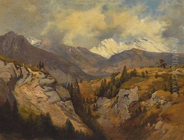 Gebirgslandschaft Oil Painting by Karl Millner