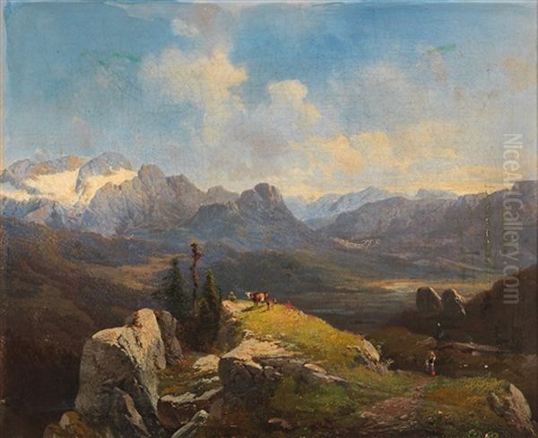 Gebirgslandschaft Oil Painting by Karl Millner