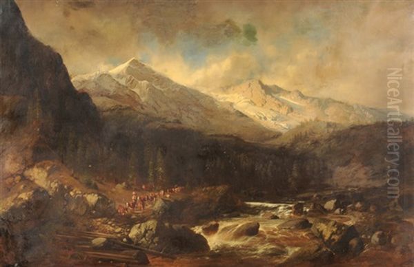 Bayerische Alpen Oil Painting by Karl Millner