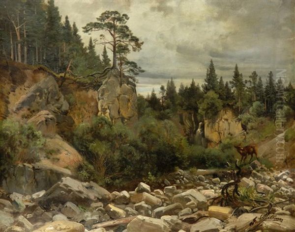 Waldschlucht Oil Painting by Karl Millner