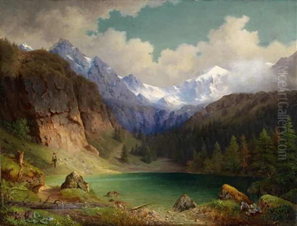 Blick Auf Einen Bergsee Oil Painting by Karl Millner