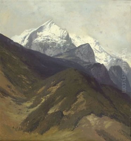 Alpspitze Oil Painting by Karl Millner