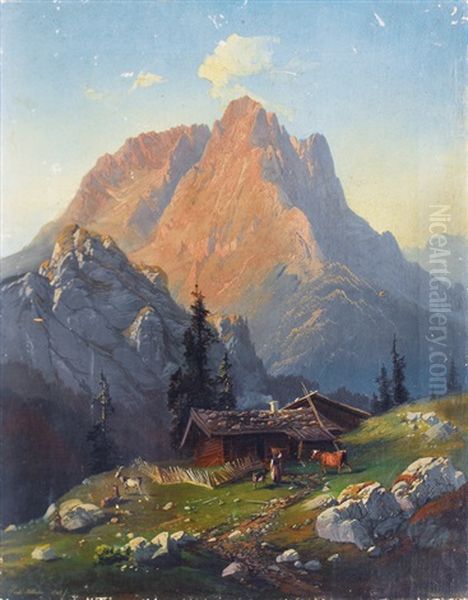 Mountain Landscape Oil Painting by Karl Millner