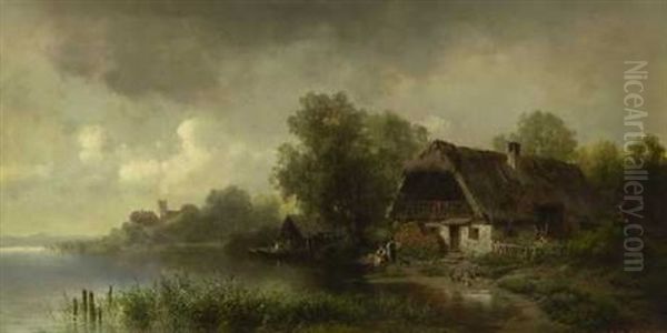 Fischerhaus Am Seeufer Oil Painting by Karl Millner