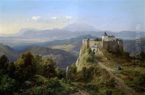 Schloss Sabenstein A.d. Pitten Bei Wien Oil Painting by Karl Millner