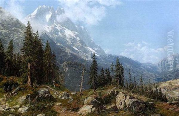 Blick Auf Die Zugspitze Oil Painting by Karl Millner