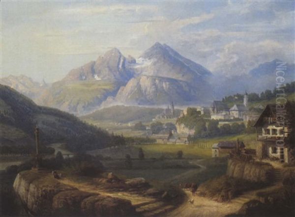 Blick Auf Bertesgaden Oil Painting by Karl Millner