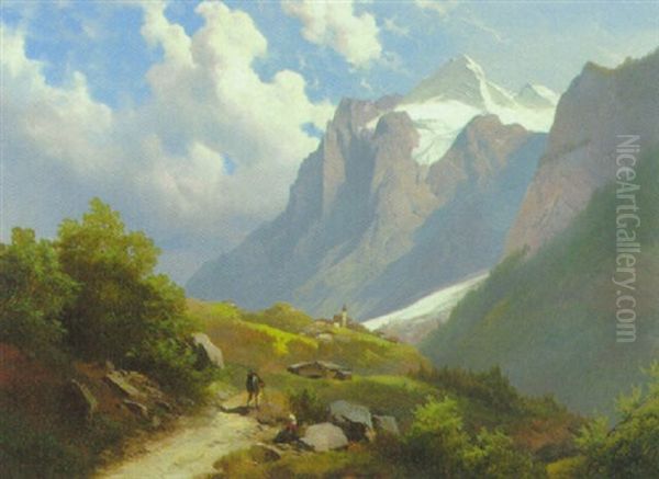 Blick Auf Heiligenblut Am Grosglockner Oil Painting by Karl Millner