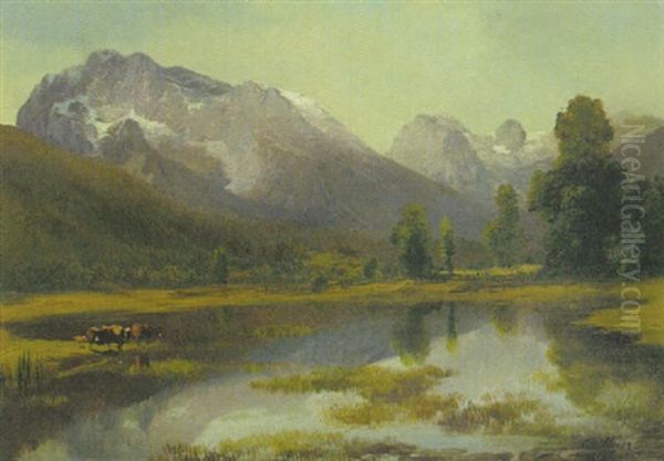 Blick In Das Ramsau-tal Oil Painting by Karl Millner