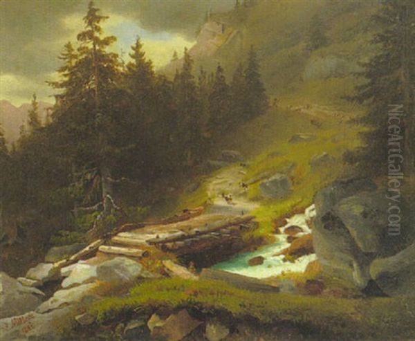 Almabtrieb Oil Painting by Karl Millner