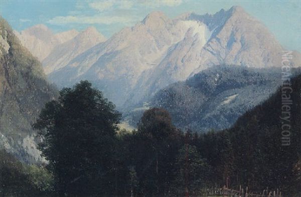 Auf Dem...einodsberg Allgau Oil Painting by Karl Millner