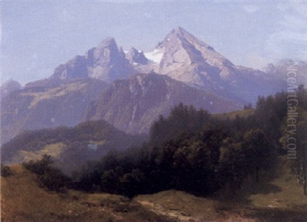 Blick Auf Das Watzmann-massiv Bei Berchtesgaden Oil Painting by Karl Millner